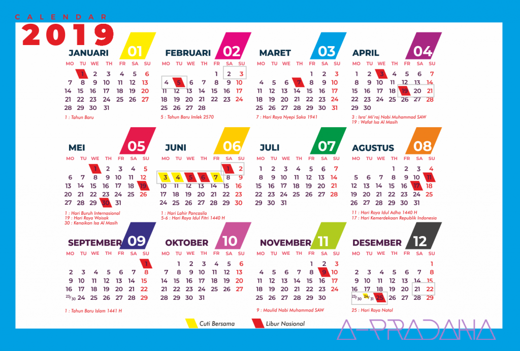 Download Kalender 2019 Indonesia Beserta Liburan Kejepit